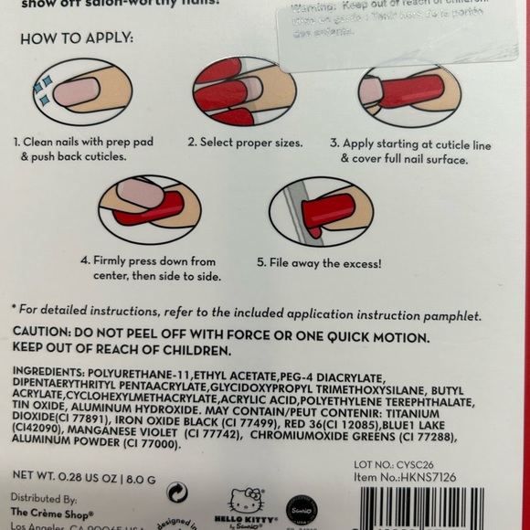 Hello Kitty Press On Nail and Gel Nail Strip Kit - Picture 2 of 5